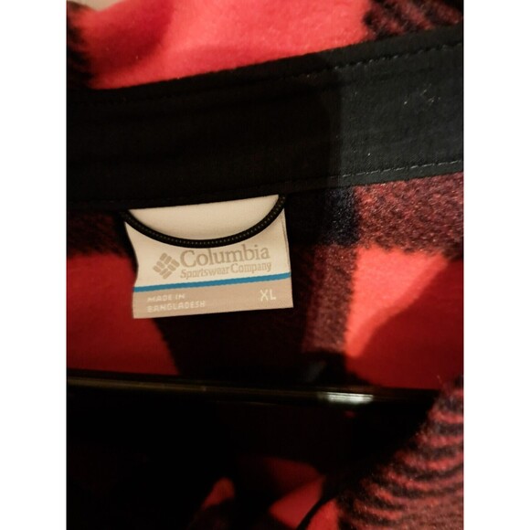 Columbia Steens Mountain Fleece Print Red Check Jacket  Snap Front Men's XL - Picture 5 of 6